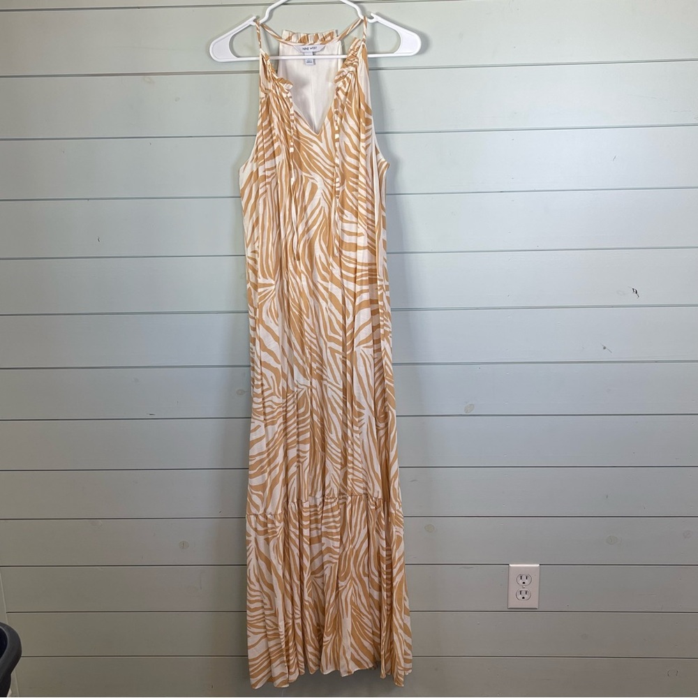 Nine West yellow and white floral maxi dress women's size‎ medium
